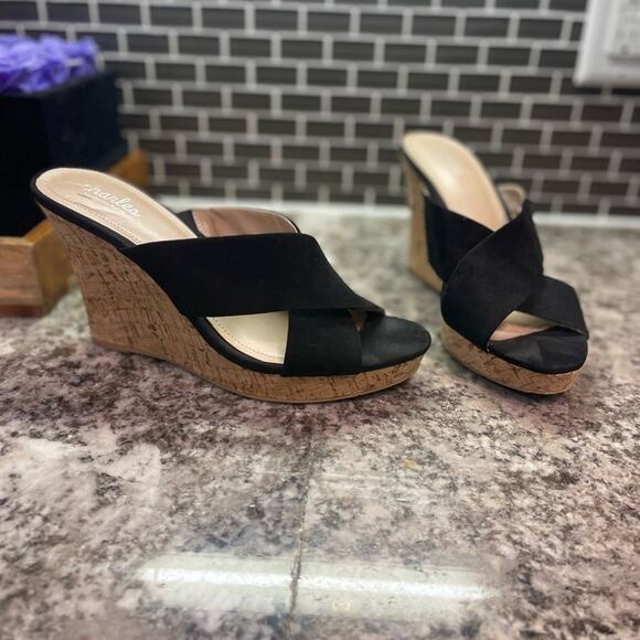 Women's Latrice Wedge Mule Sandal - Charles David - Black and cork - Picture 1 of 10